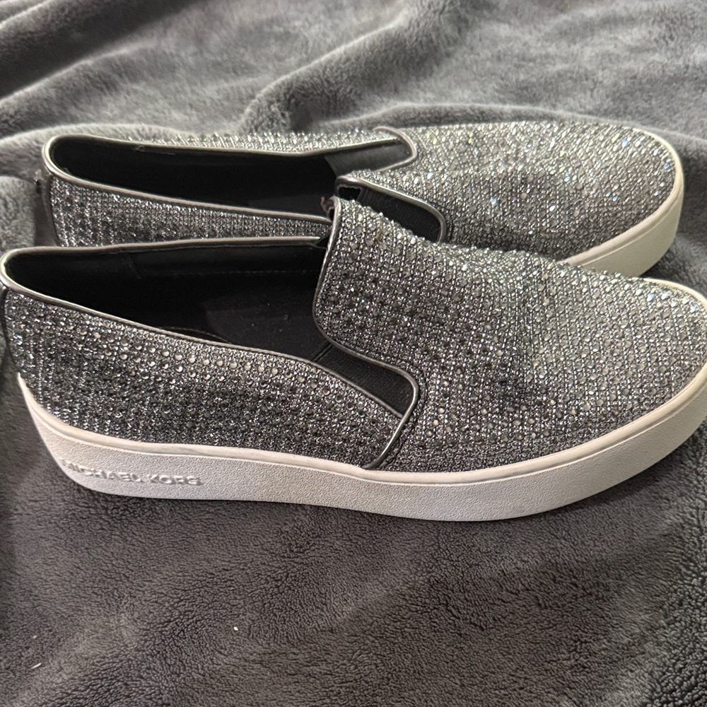 Michael Kors Glittering Silver Slip-Ons - Picture 4 of 5
